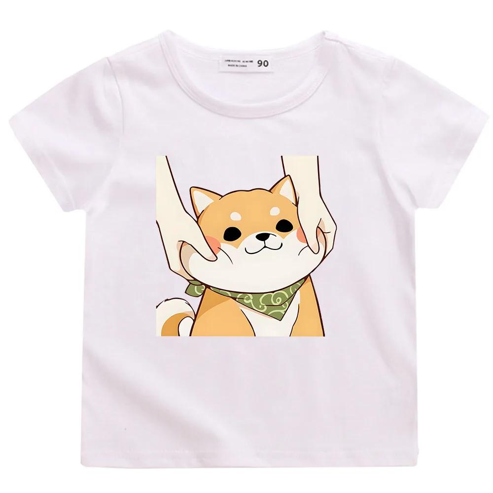 Ƶ Ƿ Shiba Inu T  Lovely Dog Ʈ Tshirt Kids  ѱ Streetwear Girls ĳ־ ž 100% Cotton Tees
